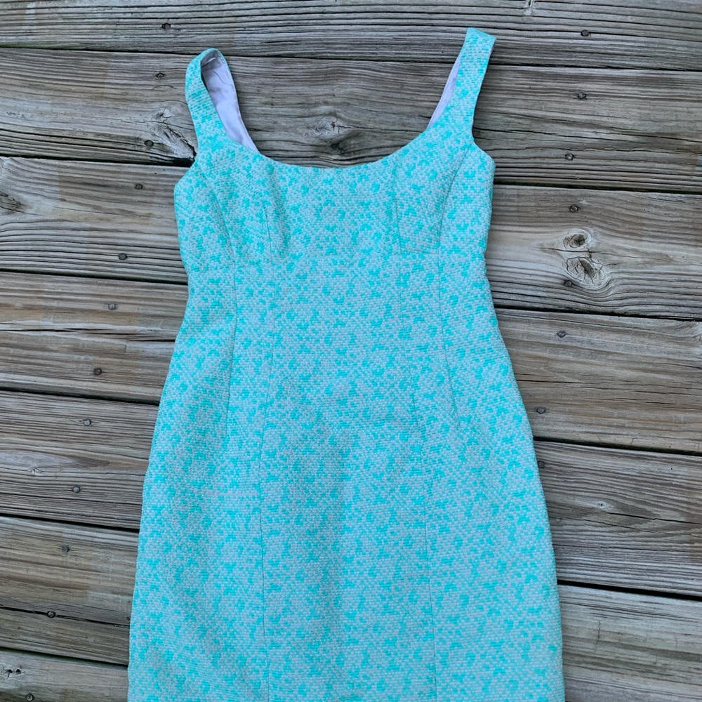 Nanette Lepore Dress blue green mint textured 2 coquette mermaid empire waist